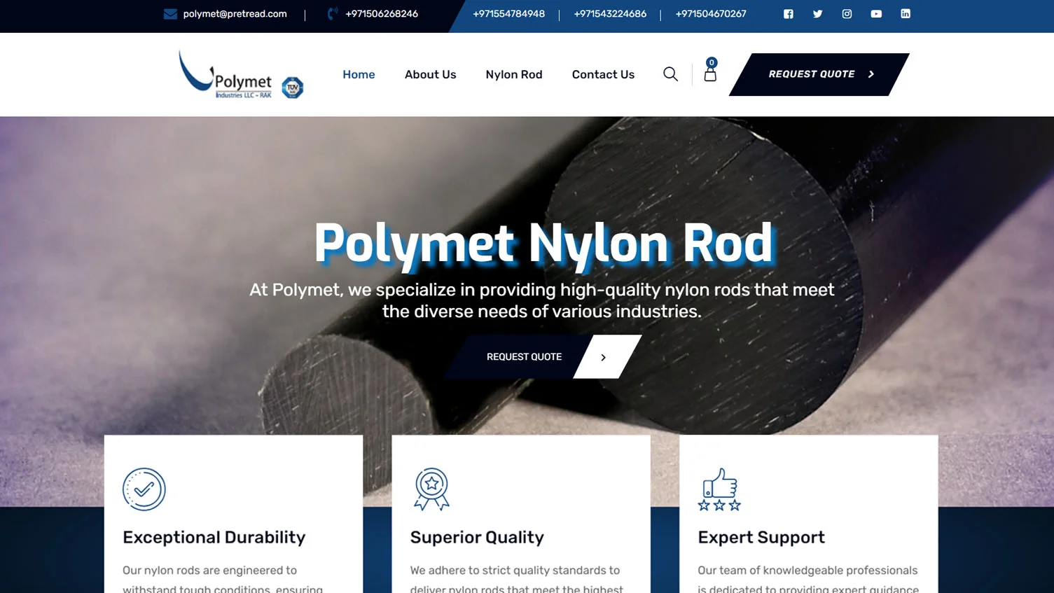 Polymet Nylon Rod website project